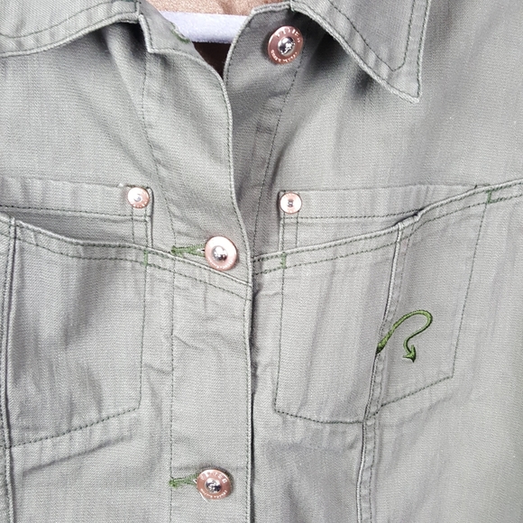 Fetish Brand Dark Olive Large canvas button up jac - Picture 7 of 8